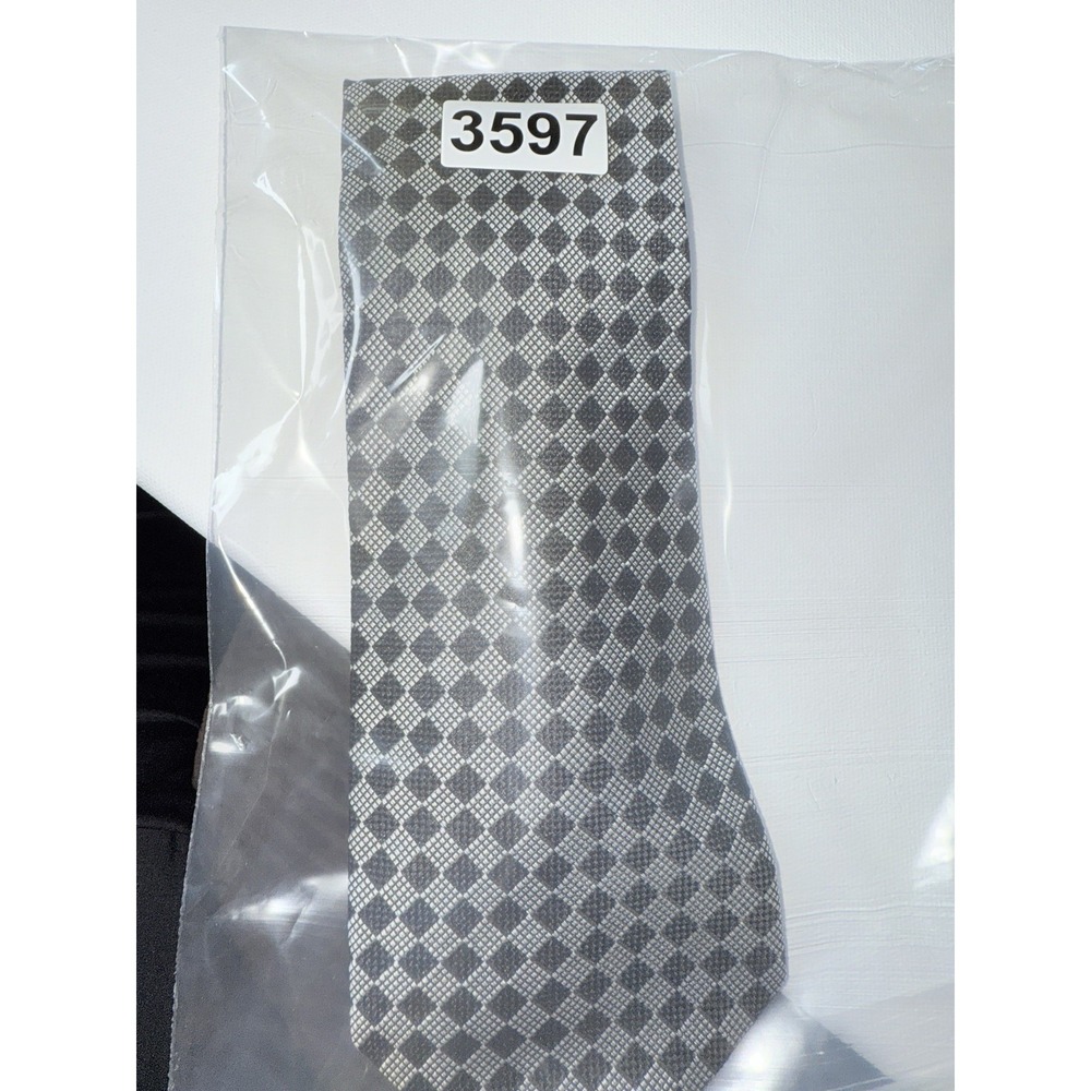 Lauren Ralph Lauren Vintage Silk Tie Gray/Black Geometric‎ Diamond RLL - Picture 7 of 8